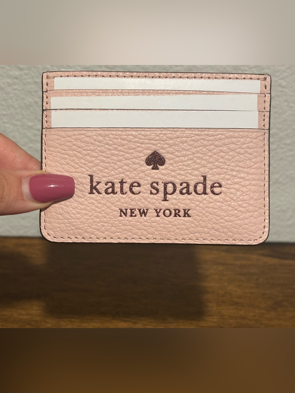 kate spade Blush Pink Pebbled Leather Card Slot Holder - Picture 2 of 8